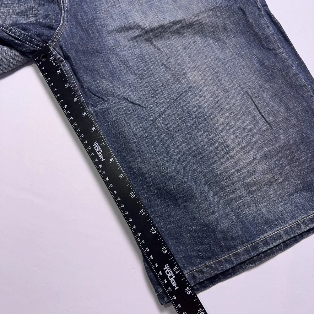 Vintage Ecko Unltd Baggy Denim Shorts Mens 38 Distressed Embroidered Y2K‎